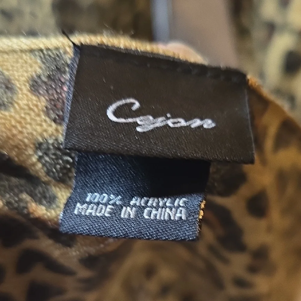 Cejon Leopard Print Scarf Wrap Tan Brown Black Acrylic Animal Print Blanket Shaw